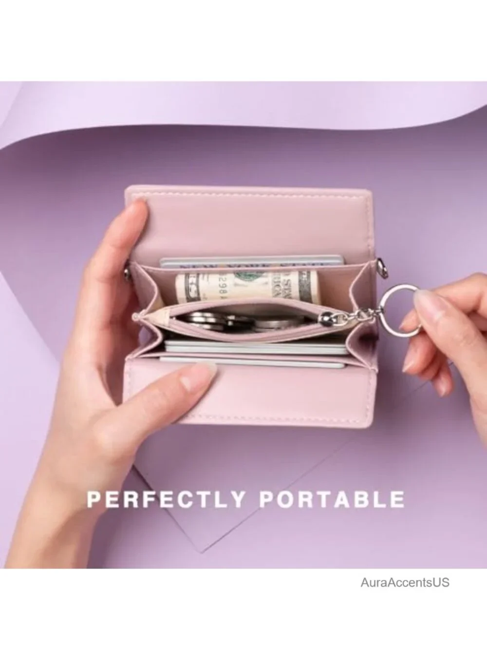 Credit Card Wallet with Chain Strap Magnetic Closure RFID Blocking Slim Coin